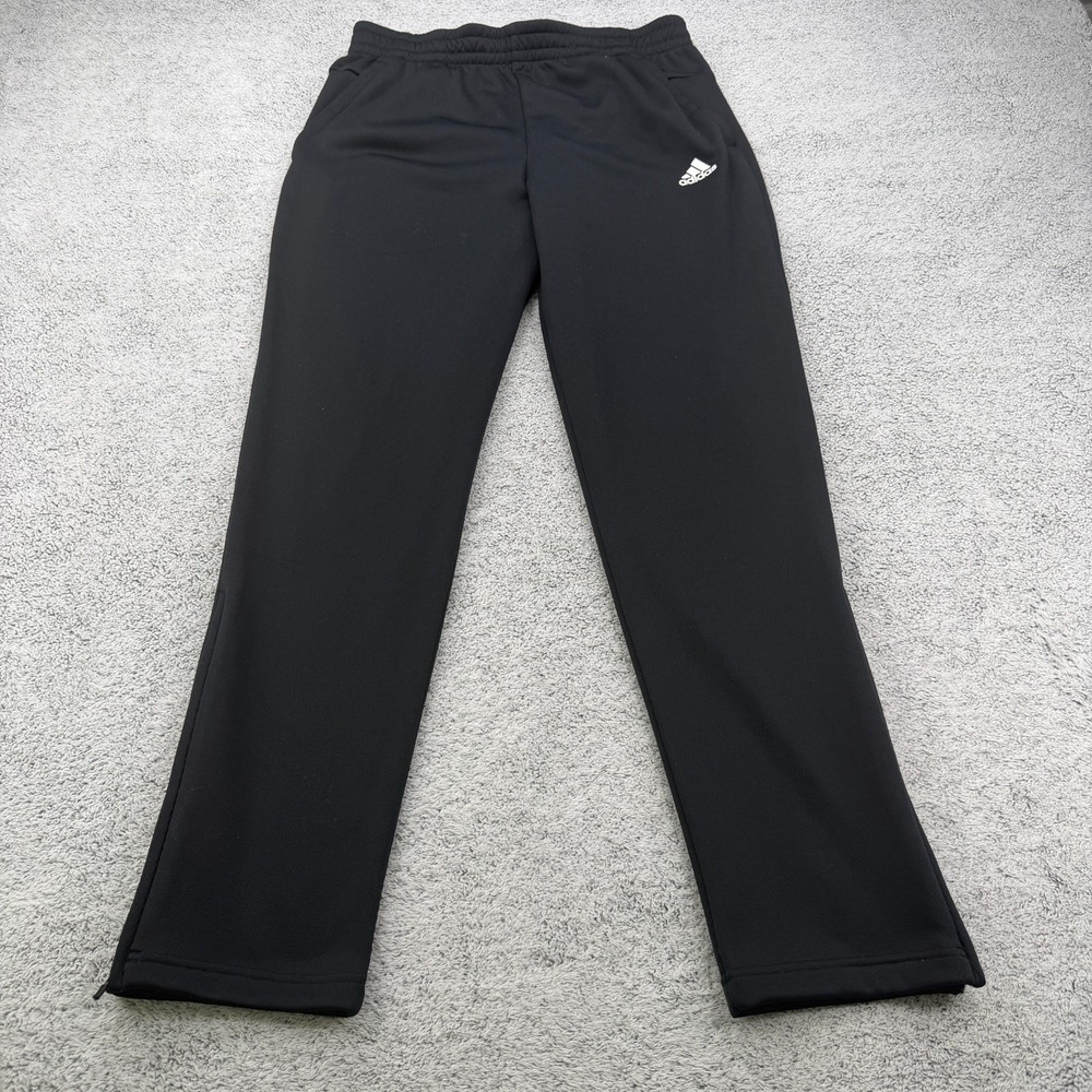 Adidas Track Pants Men Medium Black Ankle Zip Climawarm Pocket Straight Training